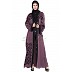 Front open embroidered Dubai abaya- Purple